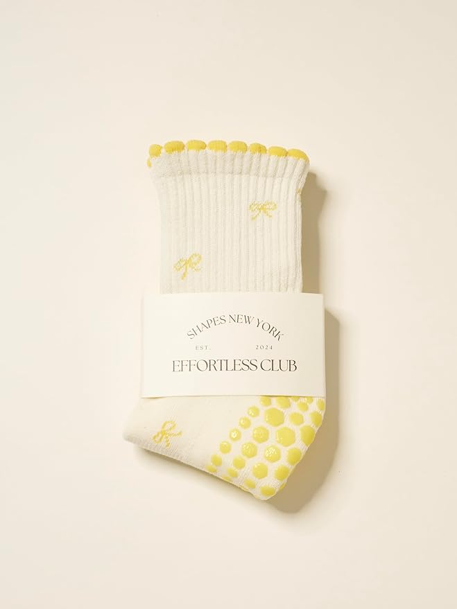 Shapes Studio Crew Half Calf Grip Socks, Cutest Fruits Pilates Socks, Ruffle socks, Non-Slip, Barre Yoga Fitness