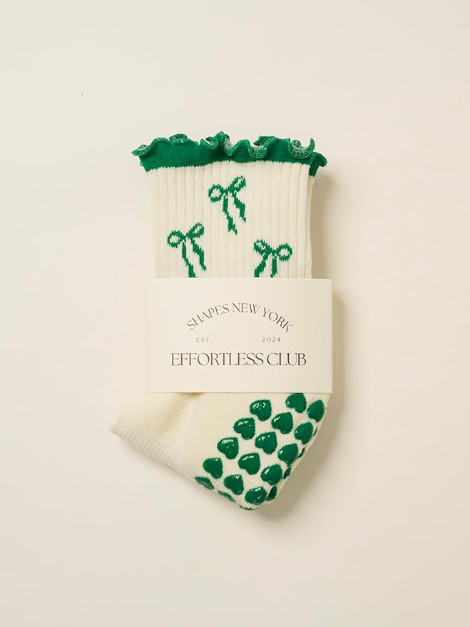 Shapes Studio Crew Half Calf Grip Socks, Cutest Fruits Pilates Socks, Ruffle socks, Non-Slip, Barre Yoga Fitness