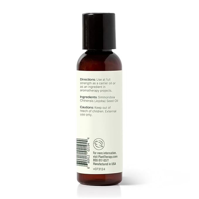 Plant Therapy Jojoba Golden Carrier Oil 2 oz 100% Pure, Cold-Pressed, Natural and GMO-Free Moisturizer and Carrier Oil for Essential Oils