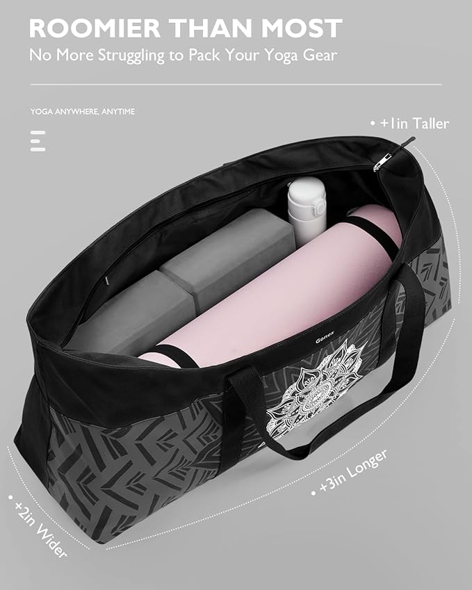 Gonex Yoga Mat Bag, Extra Large Canvas Gym Bag with Waterproof Pocket Metal Zipper, Fits Mat & Blocks, Stylish Yoga Mat Carrier for Women, Ideal for Yoga, Pilates, Workout, Travel