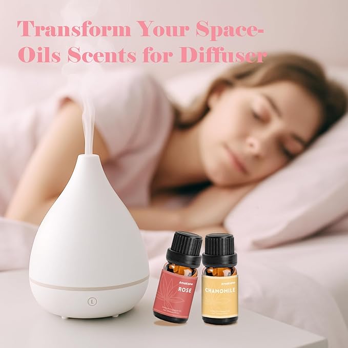 AmaKane Floral Fragrance Oils, Flower Essential Oils for Diffusers for Home, Candle Soap Making Scents 6x10ml, Rose, Jasmine, Chamomile, Neroli, Magnolia, Cherry Blossom Essential Oil