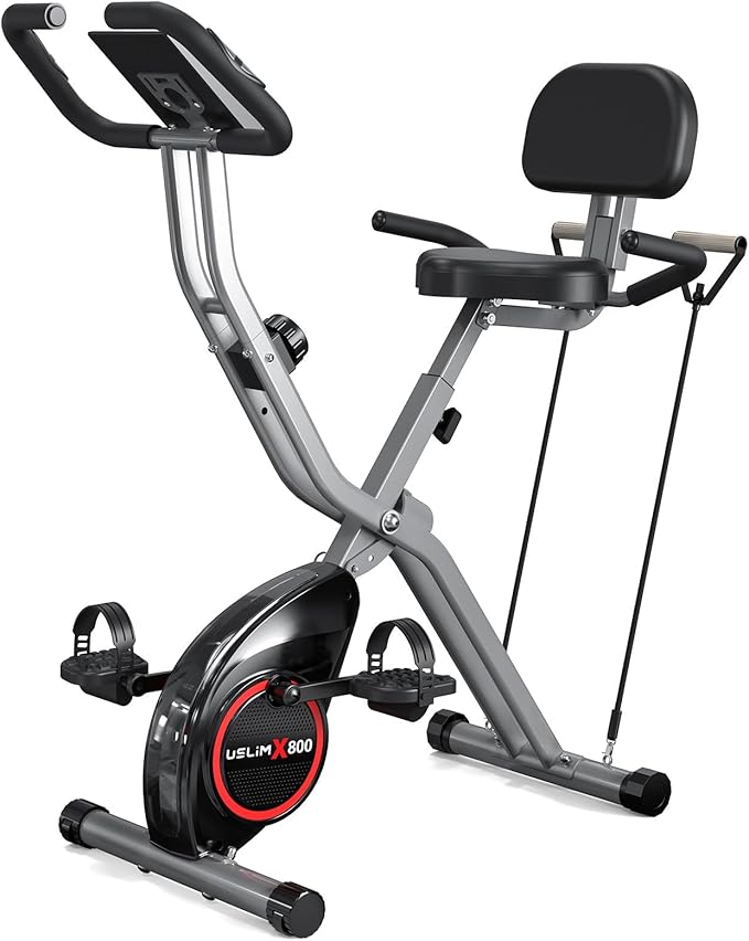 Foldable Exercise Bike Stationary Bikes for Home, 5 IN 1 Indoor Workout Bike, Cycling Bike with 16-Level Quiet Magnetic Resistance, 6.6 LBS Flywheel and 300LBS Capacity, 2025 Designed 817 X-bike