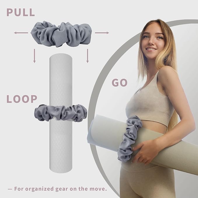 Yoga Mat Scrunchie – Stylish Yoga Mat Strap – Stretch-Fit for All Standard Mats – Lightweight, Travel-Friendly(Mat Excl.)