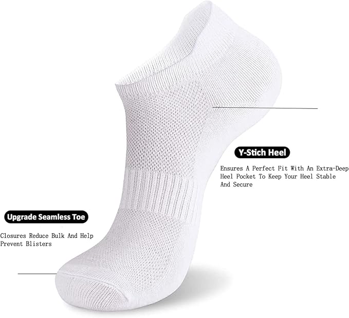 brookhaus Women Low Cut No Show Running Socks 6 Pairs - Cushioned Arch Support, Moisture Wicking Athletic Ankle Socks