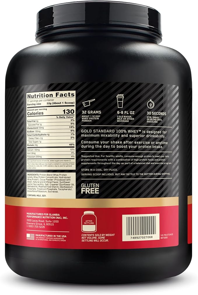 Optimum Nutrition Gold Standard 100% Whey Protein Powder, Chocolate Coconut, 5 Pound (Packaging May Vary)