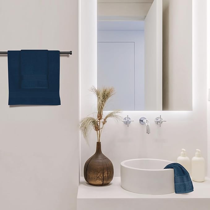 Belizzi Home Ultra Soft Cotton 6 -Piece Hand Towel Set 16x24, Ideal for use in Bathroom, Kitchen, Gym, Spa - Compact, Eco-Friendly, Lightweight - Multi Purpose Hand Towels - Mineral Blue