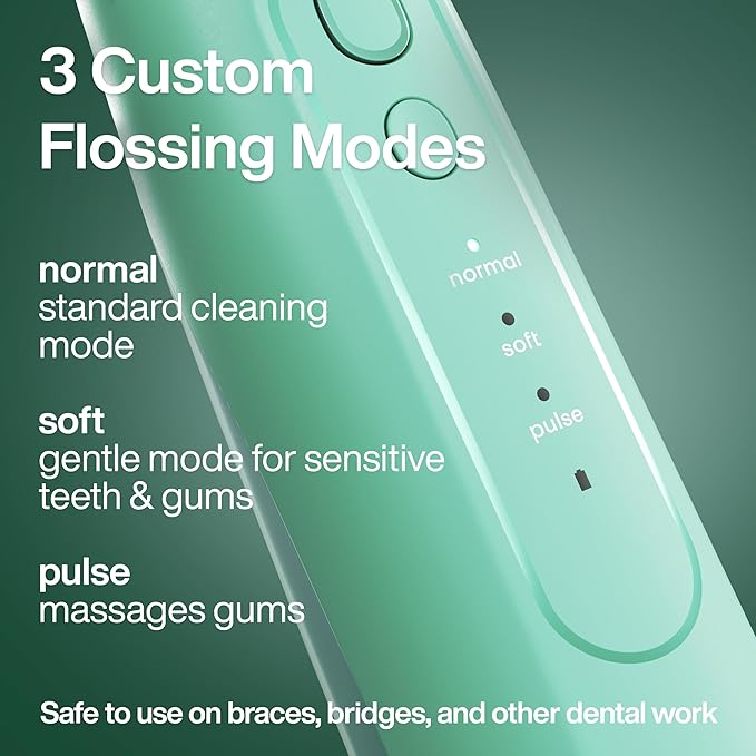 AquaSonic Icon Water Flosser for Teeth – Cordless Rechargeable Oral Irrigator – Waterproof, Portable Dental Cleaning with Jet Tip – Braces Home Travel - Mint
