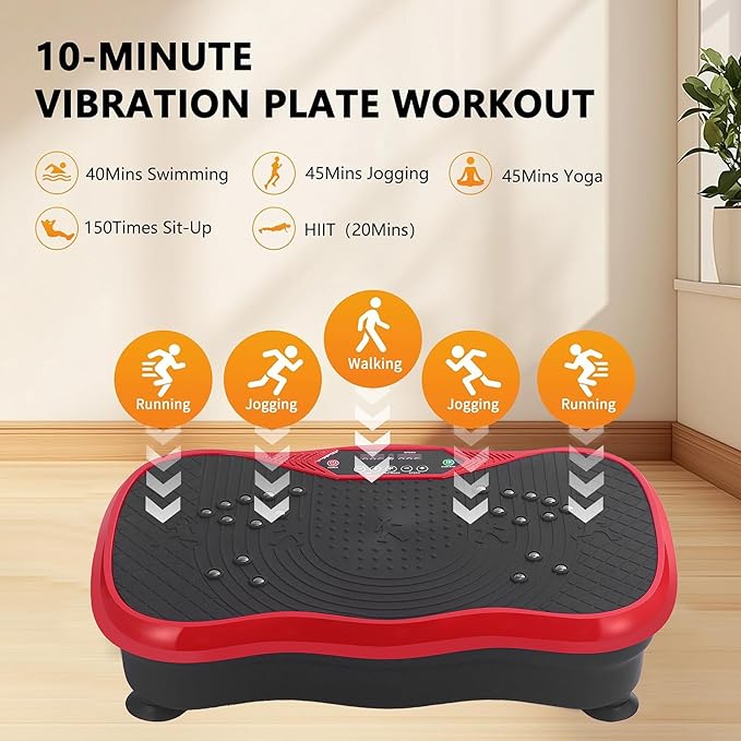 Vibration Plate Exercise Machine, Vibrating Plate Fitness Platform with Remote Control – Portable Vibration Plates for Lymphatic Drainage, Weight Loss, Toning, Recovery & Home Workouts