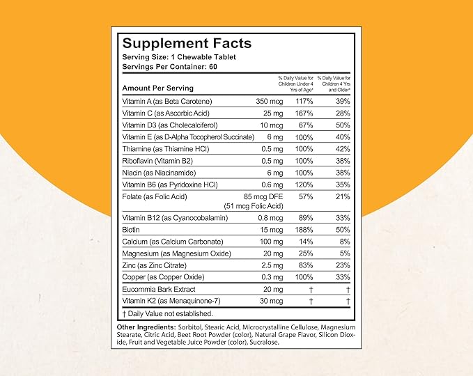 Doctor Taller Kids - Kids Multivitamins, Toddler Vitamins - Support Healthy, Immunity and Bone Strength for Ages 2 to 9 - Grape Flavor - 60 Vegan Chewable Tablets | Pack 2