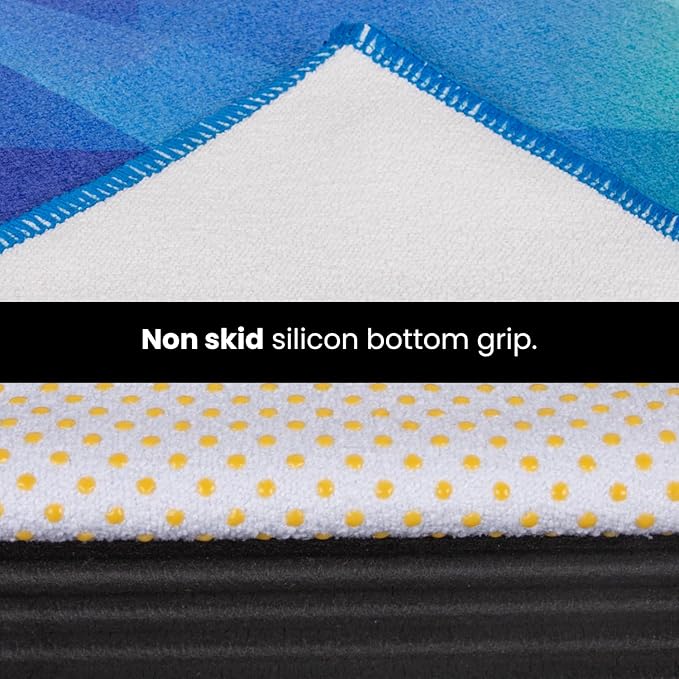 Yoga Grip Yoga Towel - Non Slip Hot Yoga Mat Towel With Corner Pockets, No-Skid Grip, and Built-in Alignment Lines | Soft, Moisture Wicking, and Sweat Absorbent | No Bunching, Stays in Place 72" x 25"