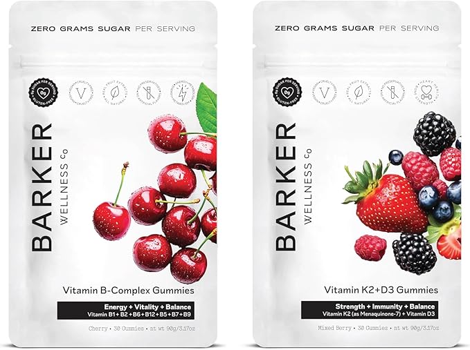 Barker Wellness Vitamin B-Complex and Vitamin D3 + K2 Gummies Bundle