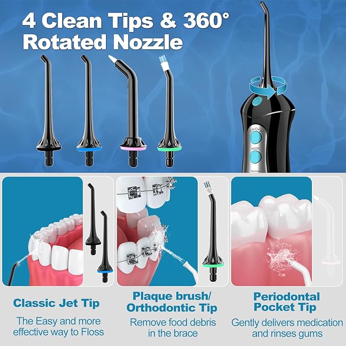 Travel Water Flosser Cordless for Teeth: Adults Dental Oral Irrigator for Braces Portable Flossers Cleaning Picks
