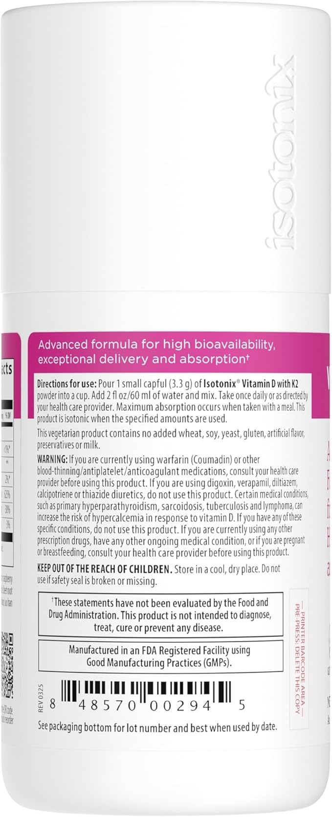 Isotonix Vitamin D with K2, Promotes Normal Bone Mineral Density, Promotes Healthy Arteries, Helps Maintain Bone Health, Supports Immune Health, Market America (30 Servings)
