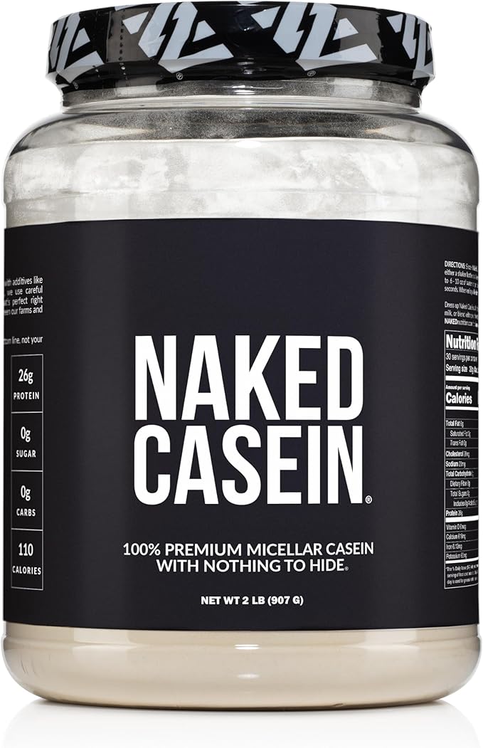 NAKED Casein - 2Lb Micellar Casein Protein - Bulk, Zero Carb, GMO-Free, Gluten Free, Soy Free, Preservative Free - Stimulate Muscle Growth - Enhance Recovery - 30 Servings