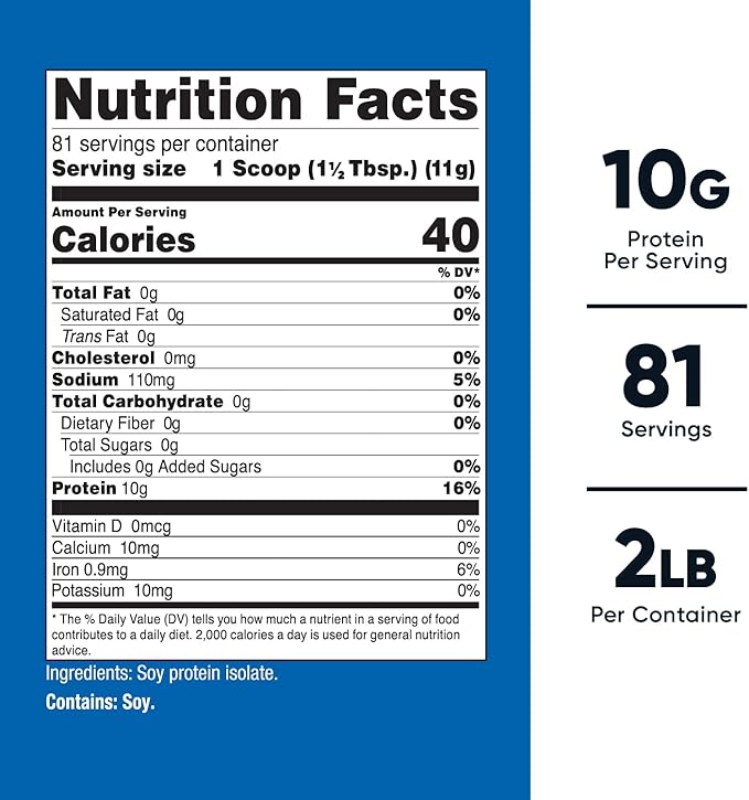 Nutricost Soy Protein Isolate Powder, 2 LB Unflavored - 10 Grams of Protein Per Serving, Vegan, GMO-Free & Gluten Free