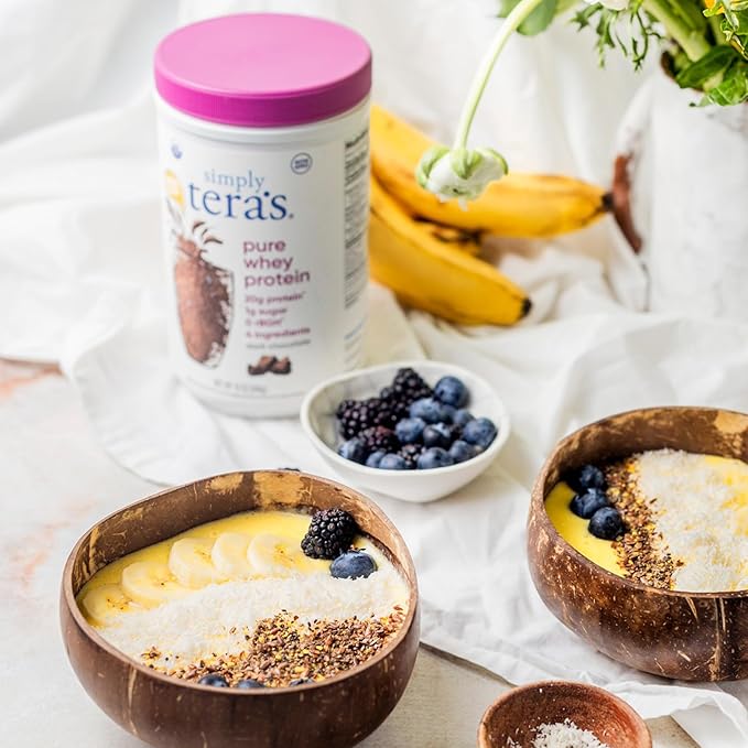 Simply tera's Pure Whey Protein Powder - Dark Chocolate Clean Whey Protein Powder, Made Without Artificial Sweeteners, Clean Label, Non-GMO, Kosher, rBGH-Free - 12 Oz
