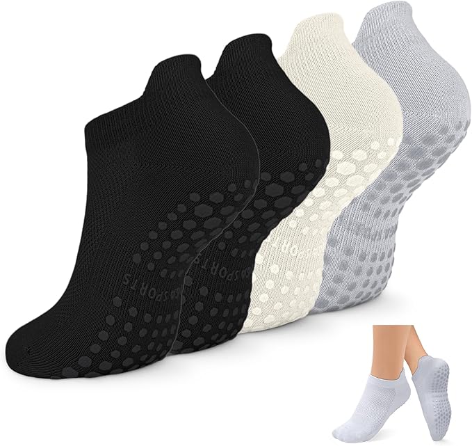 Non Slip Pilates Socks with Grips for Women, Yoga Socks For Pure Barre,Hospital, Athletic Socks