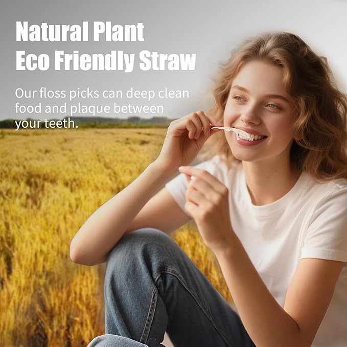 Biodegradable Dental Floss Picks 300 Count, Vegan Plant Based Handle,Eco Friendly Tooth Flossers Toothpick Soft Cleaning for Kids and Adult on Gums(300)