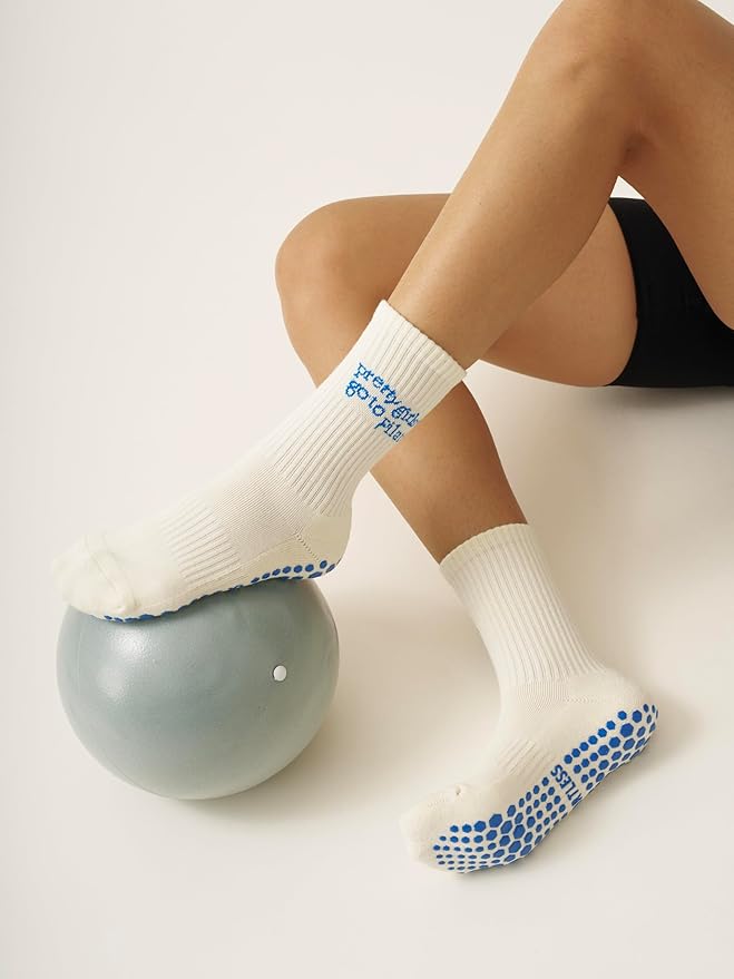 Shapes Studio Crew Half Calf Grip Socks, Cutest Fruits Pilates Socks, Ruffle socks, Non-Slip, Barre Yoga Fitness