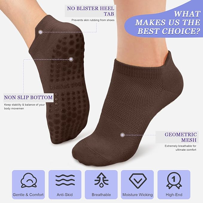 YeuG 4/6 Pairs Pilates Socks for Women - Non Slip Grip Socks for Yoga, Barre, Hospital, Barefoot