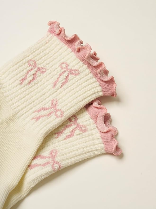 Shapes Studio Crew Half Calf Grip Socks, Cutest Fruits Pilates Socks, Ruffle socks, Non-Slip, Barre Yoga Fitness