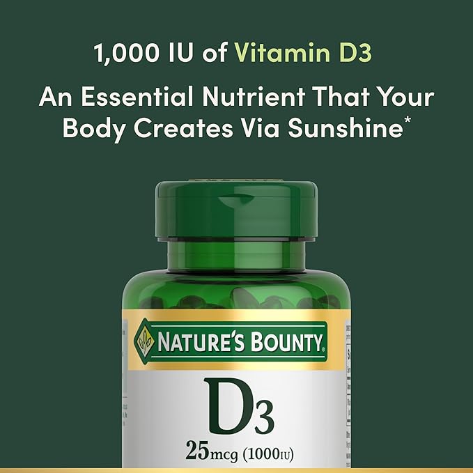 Nature’s Bounty Vitamin D3 1000 IU, Immune Support, Helps Maintain Healthy Bones, 250 Rapid Release Softgels