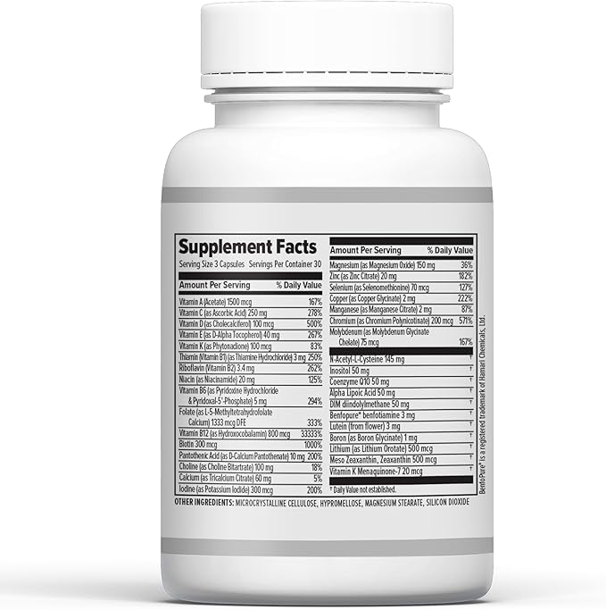 10X Health Optimize Multivitamin for Men - 90 Capsules, Methylated Multivitamin 34 in 1 Formula with 800 mcg of Vitamin B12, 5-MTHF, NAC - Methyl B Complex, MTHFR Supplement