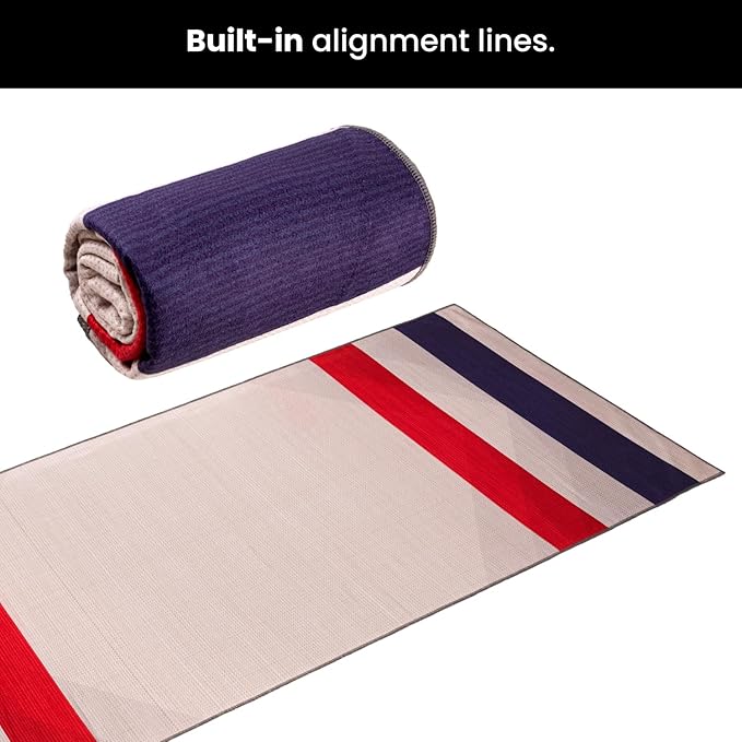Yoga Grip Yoga Towel - Non Slip Hot Yoga Mat Towel With Corner Pockets, No-Skid Grip, and Built-in Alignment Lines | Soft, Moisture Wicking, and Sweat Absorbent | No Bunching, Stays in Place 72" x 25"