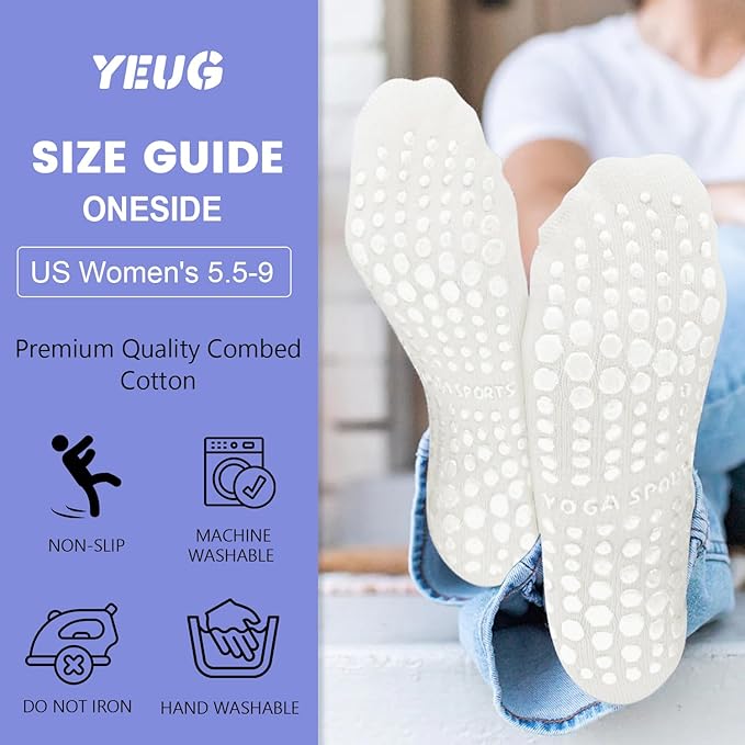 YeuG 4/6 Pairs Pilates Socks for Women - Non Slip Grip Socks for Yoga, Barre, Hospital, Barefoot