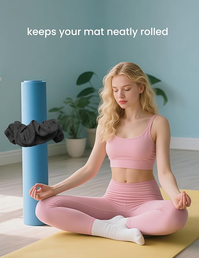 Yoga Mat Scrunchie - Holds Your Yoga Mat in Style - Durable & Elasticity Fabric - Fits All Standard Yoga Mats (mat not included)