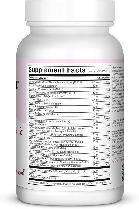 Maxi Health Prenatal Vitamins for Women – One Daily Prenatal with Methylated Folate, Gentle Iron & DHA Support – Doctor Formulated, Kosher Multivitamin for Pregnancy – 60 Capsules (60 Day Supply)