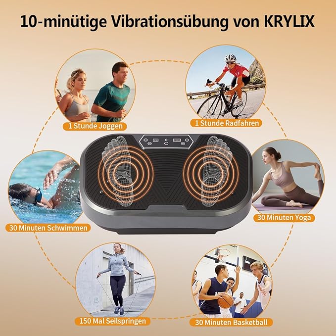 KRYLIX Vibration Plate Exercise Platform Fitness Platform Exercise Machine Vibrating Lymphatic Drainage Vibrating Platform Shaker for Weight Loss 120 Levels for Home