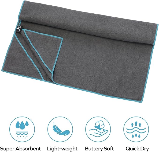 Ewedoos Yoga Towel Mat Towel with Anchor Fit Corners Non Slip Towel for Hot Yoga, Pilates, Workout, Camping