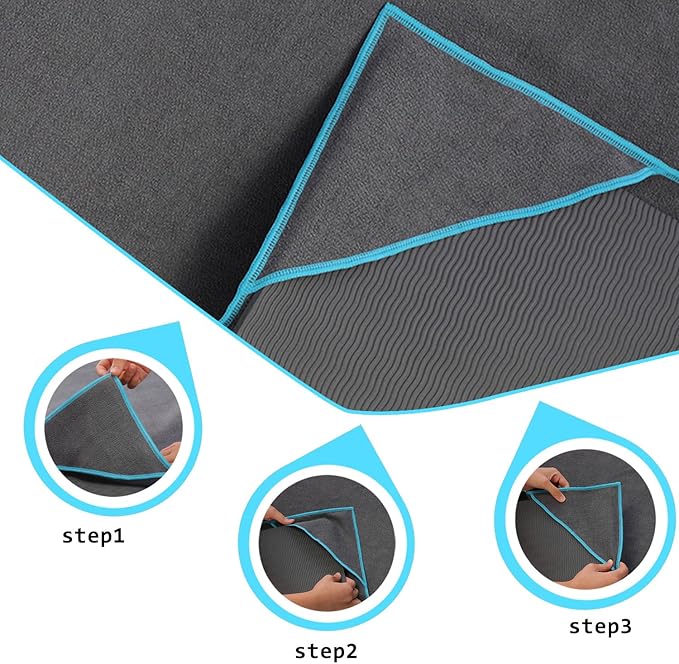 Ewedoos Yoga Towel Mat Towel with Anchor Fit Corners Non Slip Towel for Hot Yoga, Pilates, Workout, Camping