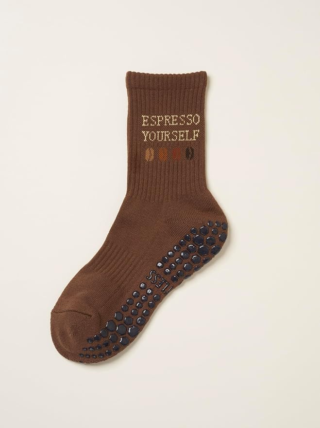 Shapes Studio Crew Half Calf Grip Socks, Cutest Fruits Pilates Socks, Ruffle socks, Non-Slip, Barre Yoga Fitness