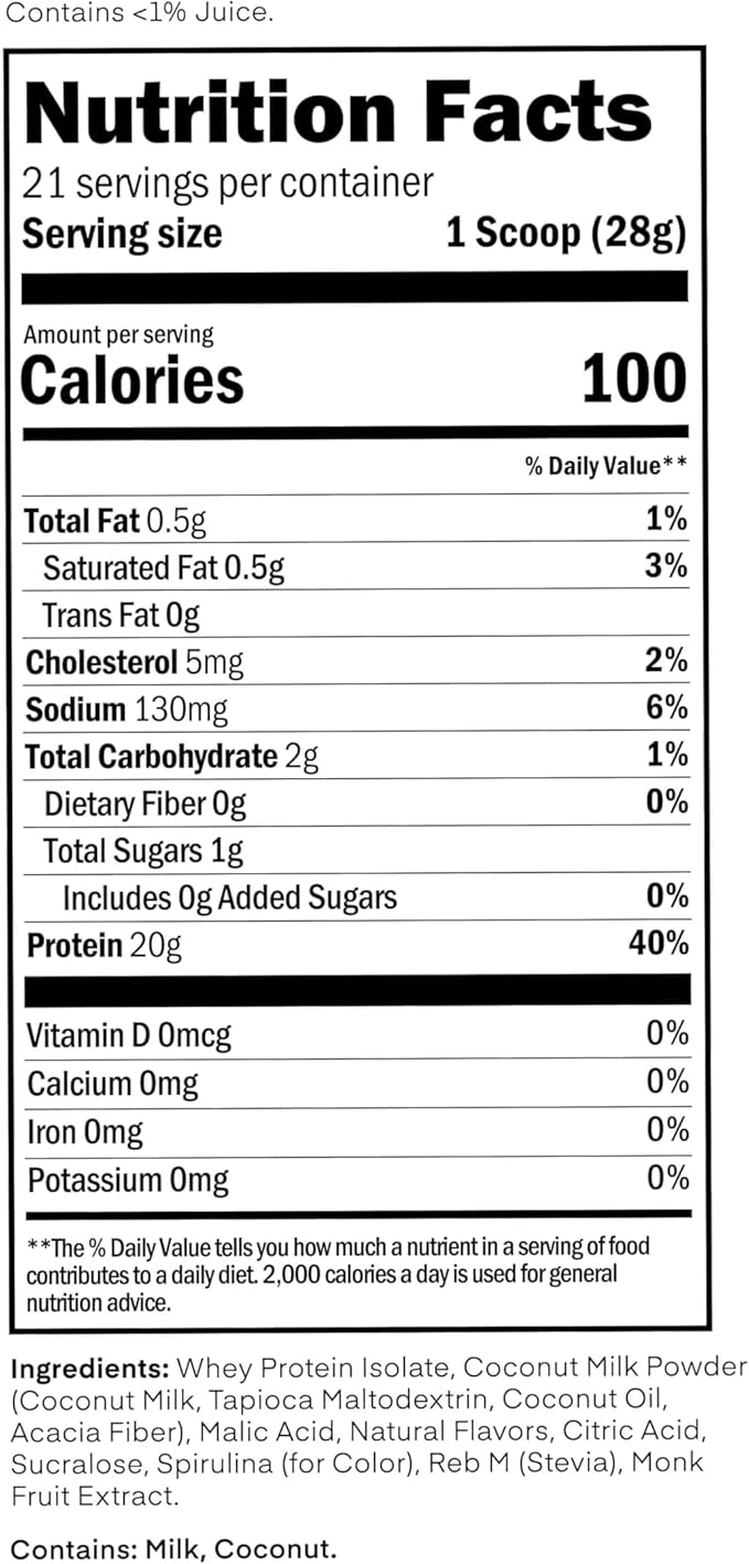 Oath Nutrition Clear Whey Isolate Protein Powder, ICY Blue Razz, 20g Complete Protein per Serving, No Added Sugar, Grass-Fed, 21 Servings