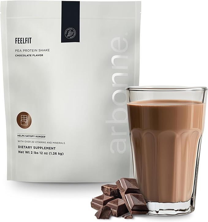 Arbonne Feelfit Pea Protein Shake - Daily Supplement Powder, Vegan Protein for Support of Overall Health, Energy and Well-Being, Chocolate