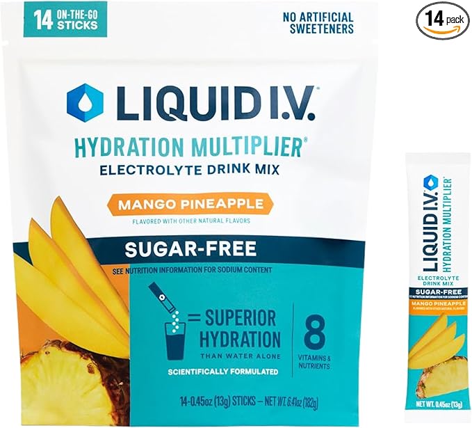 Liquid I.V.® Hydration Multiplier Sugar-Free - Mango Pineapple | Electrolyte Powder Drink Mix | 1 Pack (14 Servings)