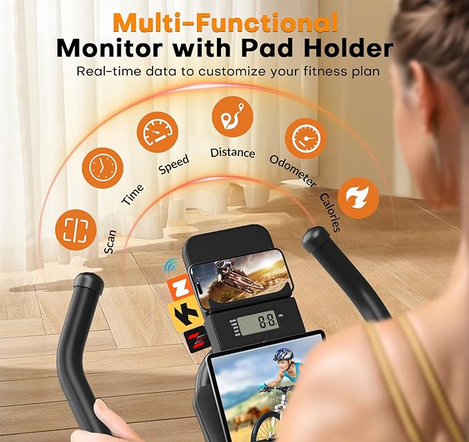 Exercise Bike, Adjustable Magnetic Resistance Stationary Bikes for Home with App Compatible, Quiet Indoor Cycling Bike with 350lbs Weight Capacity Comfortable Seat, Digital Monitor & Phone Mount