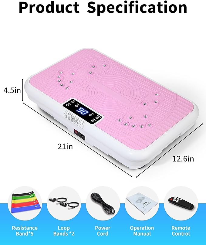 Shake Plate Vibration Exercise Machine for Lymphatic Drainage Massager & Weight Loss, 400 lbs Capacity Whole Body Vibrating Plate Workout for Women and Men