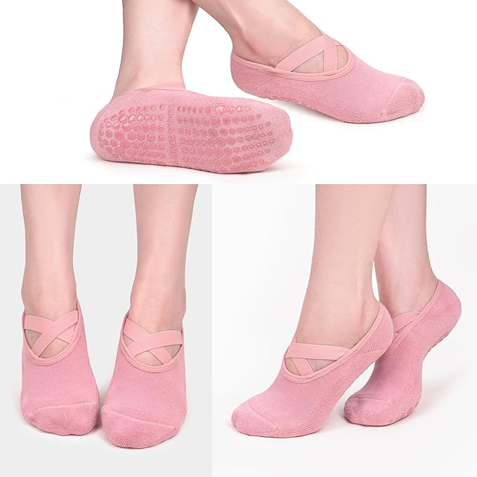Diu Life 3 Pack Pilates Socks Yoga Socks with Grips for Women Non Slip, Workout, Pure Barre, Ballet, Dance, Hospital Socks