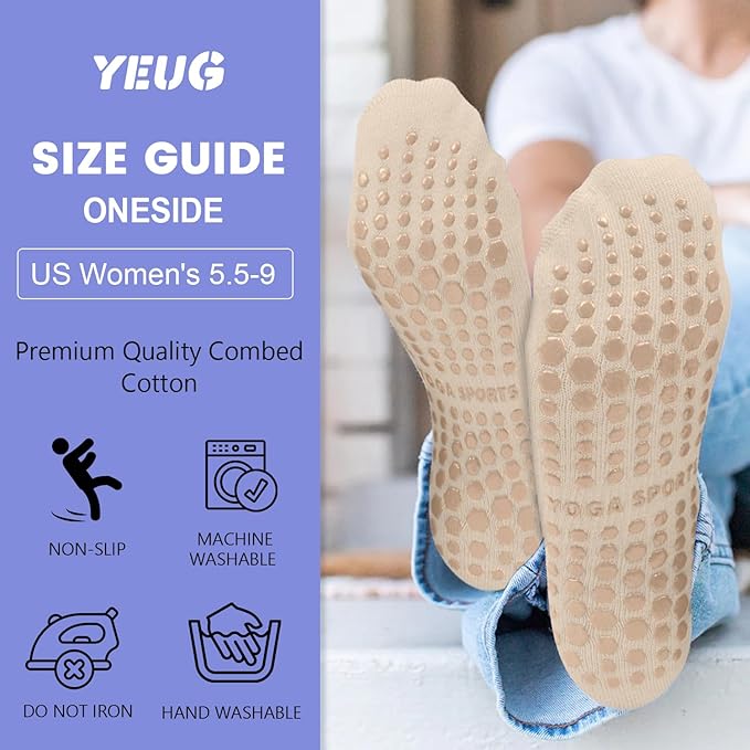 YeuG 4/6 Pairs Pilates Socks for Women - Non Slip Grip Socks for Yoga, Barre, Hospital, Barefoot