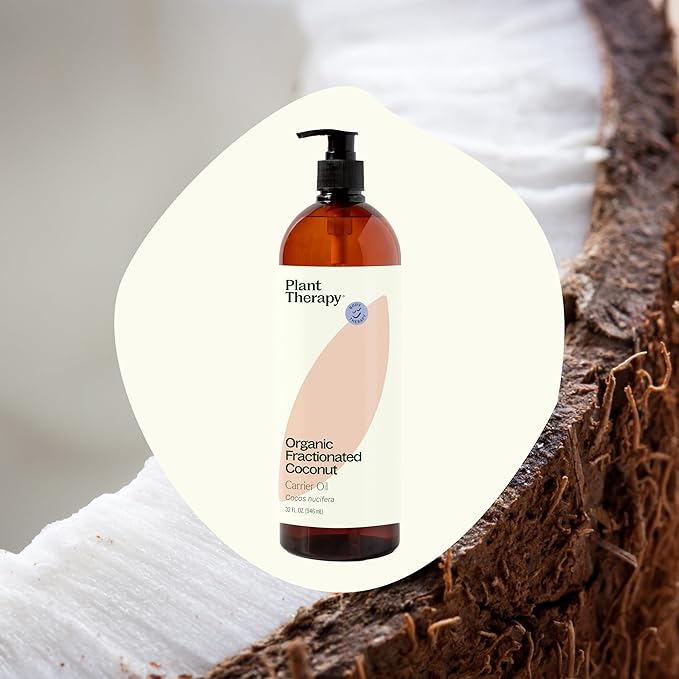 Plant Therapy Organic Fractionated Coconut Oil for Skin, Hair, Body 100% Pure, USDA Certified Organic, Natural Moisturizer, Massage & Aromatherapy Liquid Carrier Oil 16 oz