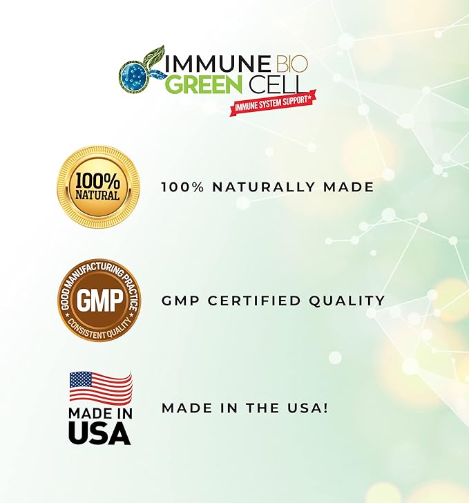 Immune Bio Green Cell - 8 oz, 2 Pack - Immune System Support - Includes Vitamin C, Carqueja, Rosemary & Broadleaf Plantain - Non-GMO, Vegan & Gluten Free - 240 Total 2mL Servings