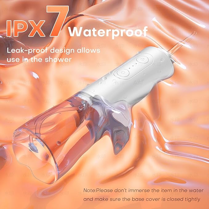 Water Dental Flosser - Portable Cordless Oral Irrigator 300ML, Rechargeable IPX7 Waterproof Irrigation Cleaner for Teeth Cleaning & Flossing, Travel & Home Use