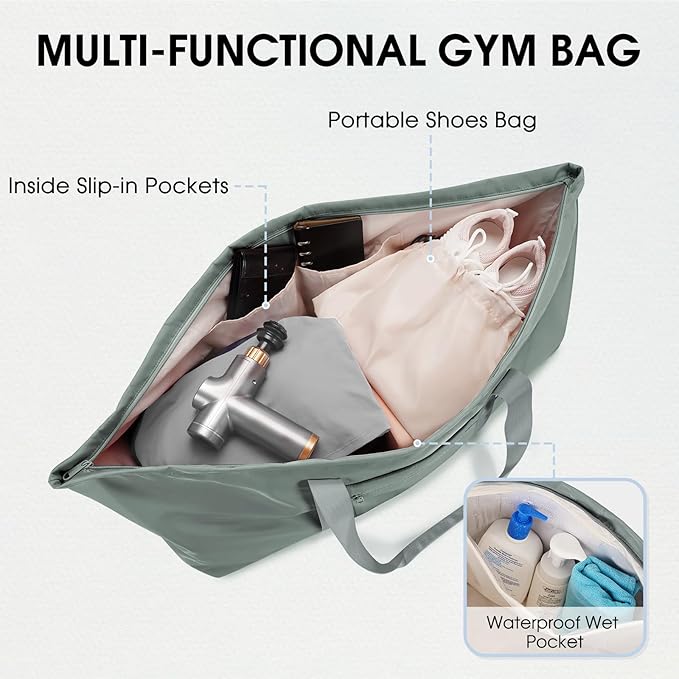 Large Yoga Mat Bag with Shoes Compartment and Wet Pocket Ladies Pilates Gym Tote Bag with Yoga Mat Holder Strap for Women Men Workout Carrier Stuff Accessories