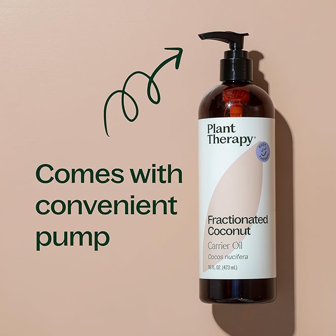 Plant Therapy Fractionated Coconut Oil for Skin, Hair, Body, Face, Diluted Essential Oils, 100% Pure, Natural Moisturizer, Massage & Aromatherapy for Men and Women Liquid Carrier Oil 16 oz