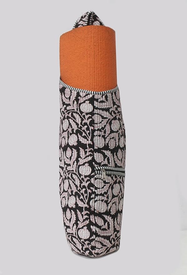 INDIAN CRAFT CASTLE Yoga Mat Bag | Tote Mat Bag | Sling Yoga Tote w/Large Side Pocket & Zipper Pocket | Yoga Mat Carrier Fits Most Size Mats