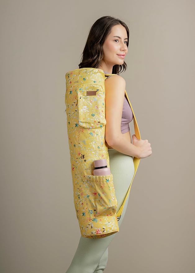 Maison d' Hermine Yoga Mat bag, Cylindrical bag for Woman&Men, yoga mat Bag &Adjustable shoulder straps Yoga Mat Carrier Bag with Drawstring Water Bottle Pocket and zipper pocket