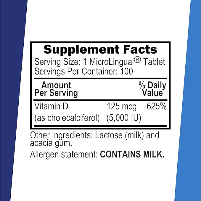Superior Source Vitamin D3 5000 IU - Offers Immune System, Brain & Nervous System Support - Aids Calcium Absorption for Teeth & Bone Health - Bariatric Friendly - 100 Sublingual Dissolving Tablets
